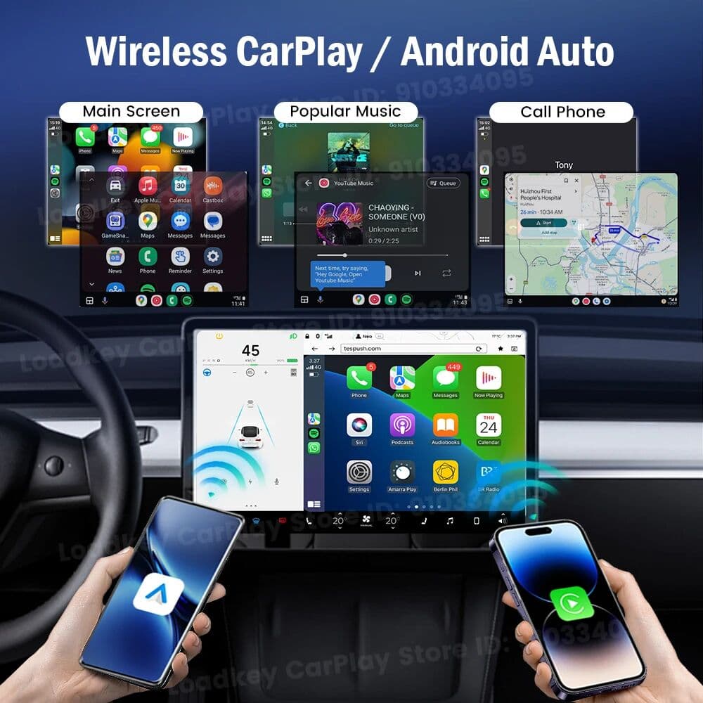 CarlinKit Wireless CarPlay Android Auto Adapter For Tesla 2021‑Up 5G WiFi Bluetooth Auto‑Connect Spotify Plug&Play OTA Update