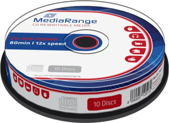 MediaRange CD-RW 700MB 12x 10 Pack Cake MR235