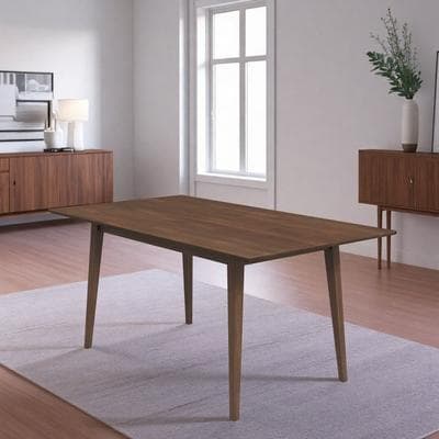 ZWYO HOSIMU "63"" Mid-Century Modern Solid Wood Dining Table, Stain Rectangular Kitchen Table with Beveled Edges for 4-6"