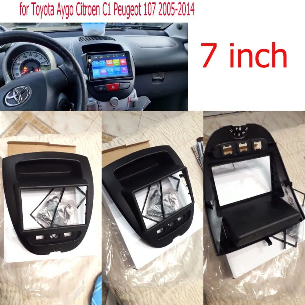 NONE 7inch Double 2 Din Car DVD Radio Frame for Toyota Aygo Citroen C1 Peugeot 107 2005-2014 Fascia Dash Kit Radio Panel Stereo Cover