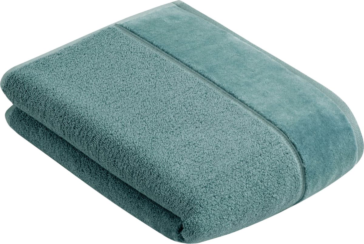 Badetuch VOSSEN "Pure", blau (cosmos), B:67cm L:140cm, Frottier, Obermaterial: 100% Baumwolle, Handtücher, Badetuch, Baumwolle & VEGAN, mit eleganter Veloursbordüre cosmos B/L: 67cmx140cm, 1 Stk., Frottier