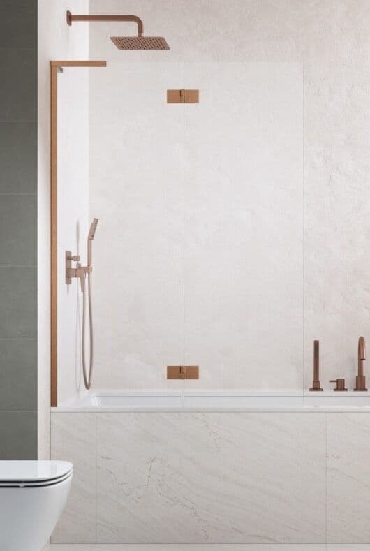 Radaway Essenza 8 SL Brushed Copper PND II parawan nawannowy 130cm lewy szczotkowana miedź/przejrzyste 10500130-93-01L