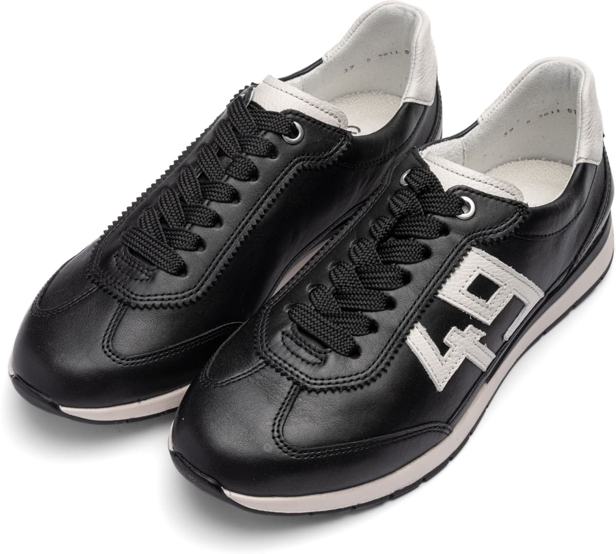 Sneaker ARA "PORTOFINO", Damen, Gr. 40, atmungsaktiv, schwarz-weiss (schwarz, creme), Glattleder, Schuhe Sneaker, Freizeitschuh, Halbschuh, Schnürschuh in Bequemweite G 1/2 (= weit) schwarz, creme 40, atmungsaktiv