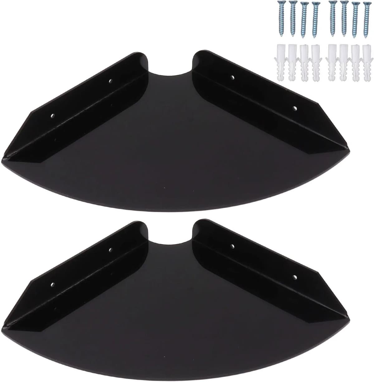 NONE 2pcs Wall Mount Floating Corner Shelves Quarter Round Hanging Corner Shelves for Bedrooms Living Rooms Shower Room Black