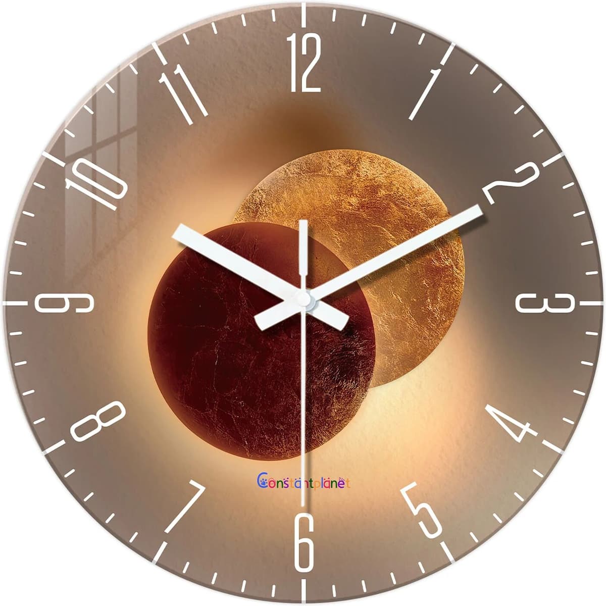 Light Luxury Light and Shadow Flat Pattern Tempered Glass Wall Clock for Living Room, Bedroom, Kitchen, Home Decoration, Silent Quartz Clock, Holiday Gift, 12 Inches 14inch 16inch (Battery Not