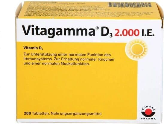 Alle Marken und mehr Wörwag Pharma GmbH &amp; Co. KG VITAGAMMA D3 2.000 IE Vitamin D3 NEM-Tabletten (200 Stück)