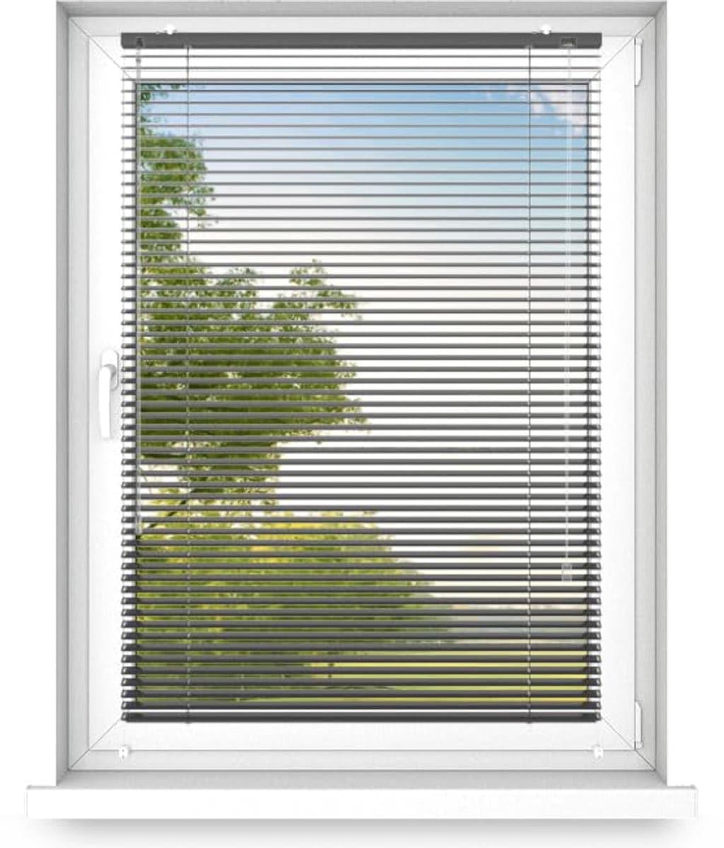 Time4blinds Binnenjaloezieën Zonder Boren - Aluminium - Glanzend zwart - Rechts - B/D/H: 100 x 190 cm