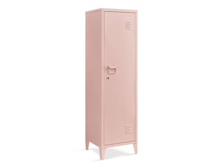 [en.casa] Einzelspind Kurikka, Hellrosa, Metall, 2 Fächer, 38x137x38 cm, Garderobe, Garderobenschrank