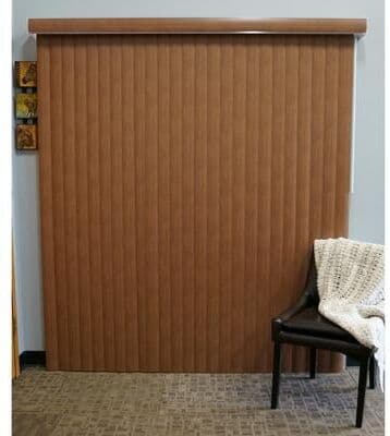 BlindDen Chestnut Woodlook Vinyl Vertical Blind, CORDLESS