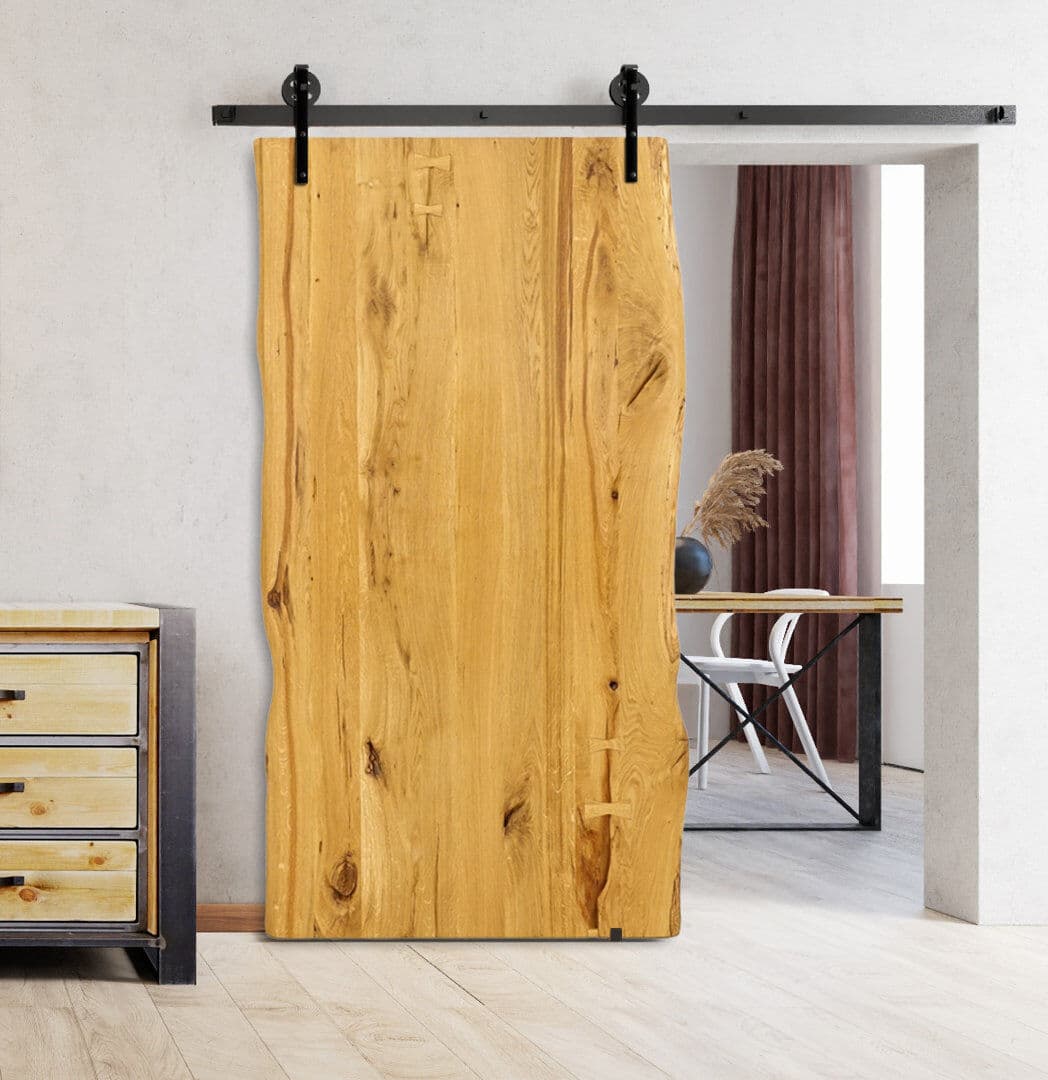Union Rustic Yayla Solid Oak Barn Door Natural Oil 210cm H x 80cm W x 3.5cm D