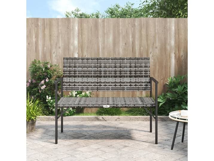 vidaXL Gartenbank 2-Sitzer Grau Poly Rattan