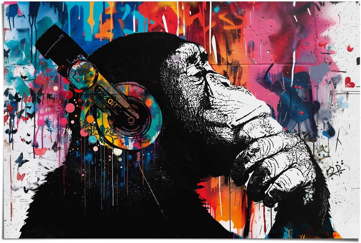 Reinders! Poster REINDERS "Graffiti chimp", bunt (farbe bild(er): mehrfarbig), B:91,5cm H:61cm T:0,1cm, Bilder, Poster, Teenager Zimmer - Mehrfarbig - 150 gr. Papier - Street Art farbe bild(er): mehrfarbig B/H/T: 91,5cm x 61cm x 0,1cm