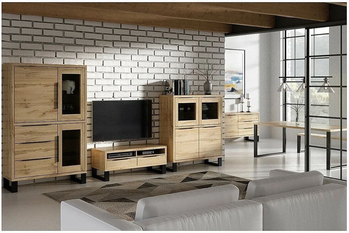 Meublorama Eikenhouten kleur buffetkast uit de MILO collectie. Zwarte afwerking. Ideaal meubel voor uw eetkamer.