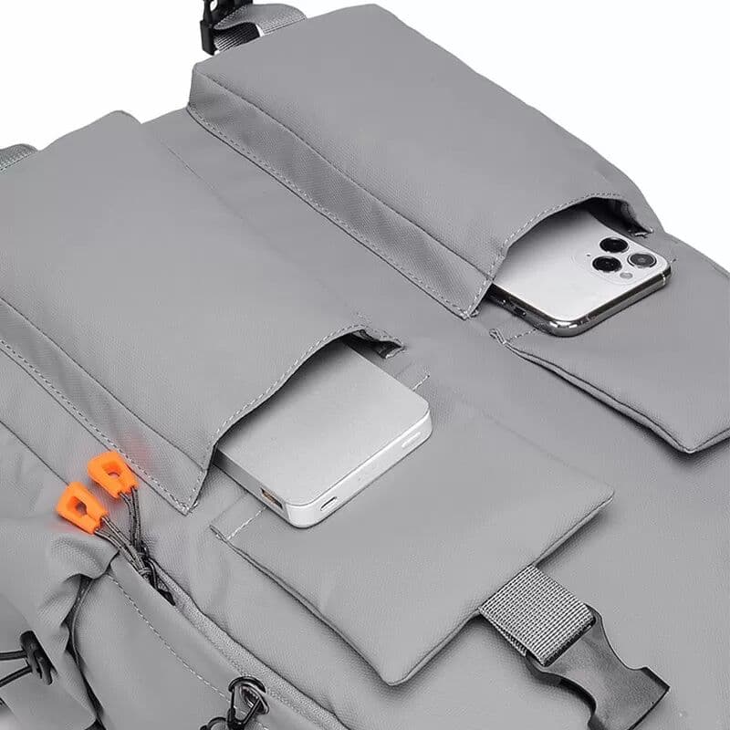 INF Sac à dos décontracté de grande capacité résistant à l'eau pour voyage, école et université Gris