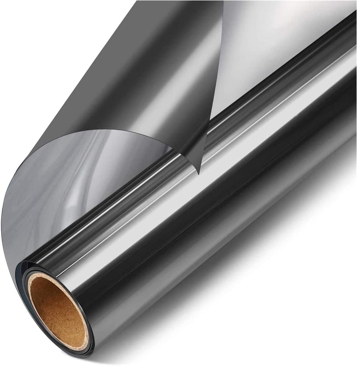 Raamfolie Privacy Zonnefilm met Eenrichtingsspiegel Effect - Zwart-zilver - 60 x 300 cm