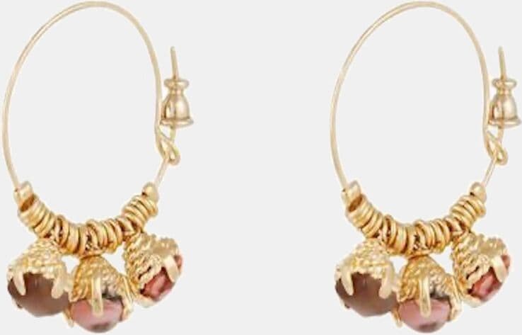 GAS Bijoux Pendientes aro Lucce con piedras y bañado en oro. Marrón