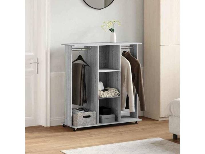 Garde-robe - - Armoire penderie - Bois ingénierie - Sonoma gris - Avec roulettes - 102x38x110 cm 940twl32h
