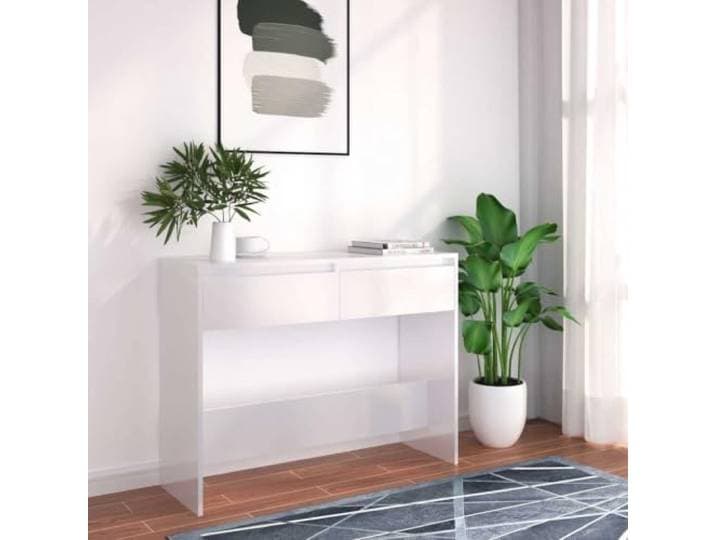 Konsolentisch, weiß, 100 x 35 x 76,5 cm, aus Holz Eingangstisch, Beistelltisch, Konsole Flur und Wohnzimmer, Aufbewahrung von Schlüsseln und Dekoration, aus technischen Holz