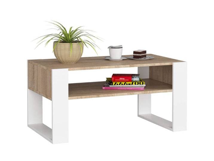 Table à café AKORD table basse DOMI Chêne Sonoma 92 cm couleur Blanc 92x53x45 cm