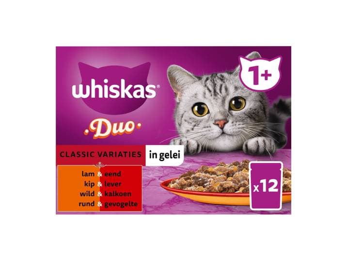 Whiskas kattenvoer nat adult duo classic in gelei 1+