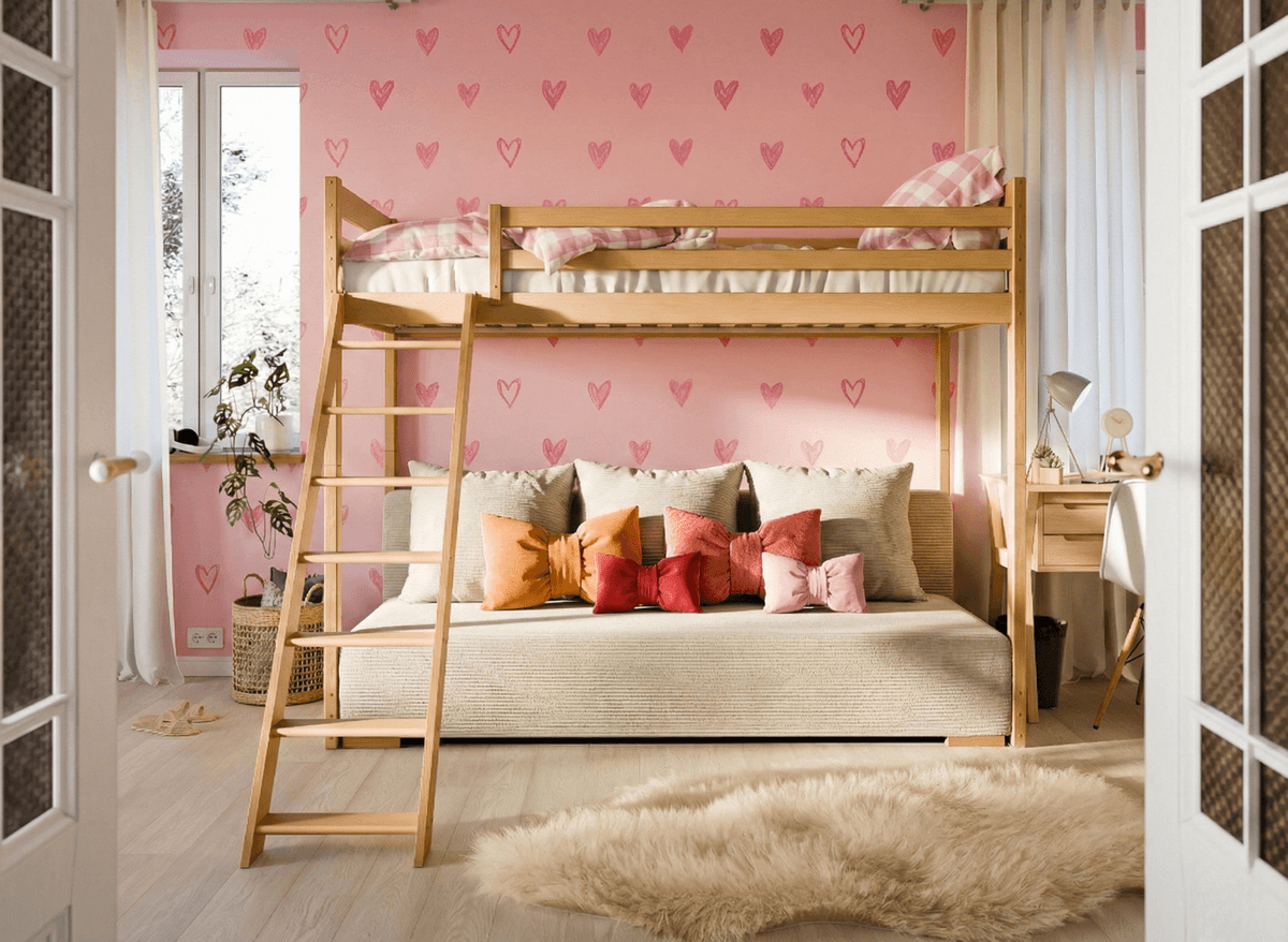 Lano Drømmerom - Køyeseng 90x200 Med Sovesofa 140x200   Sofino Furu Beige