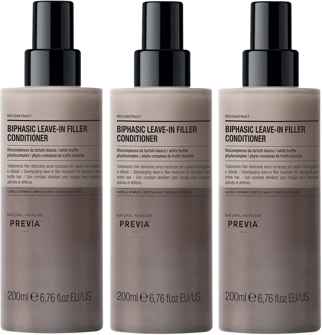 600ml PREVIA Reconstruct Filler Biphasic Leave-In Set (3 x 200ml)