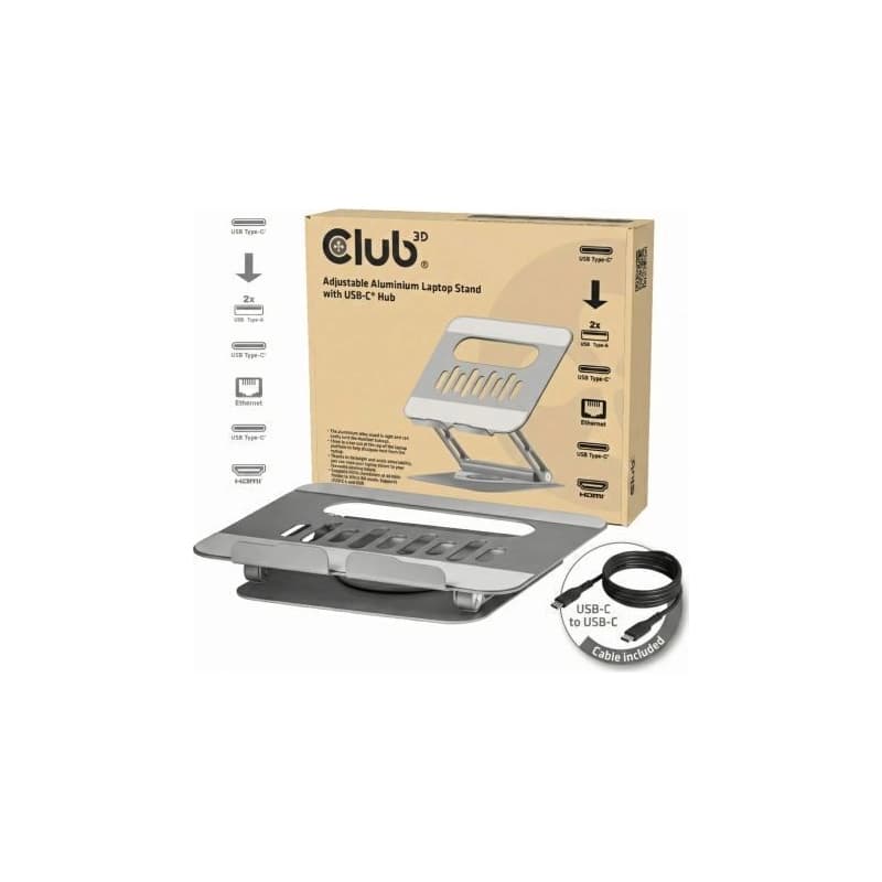 Club 3D USB-C Hub Βάση Στήριξης για Laptop Ασημί CSV-2554