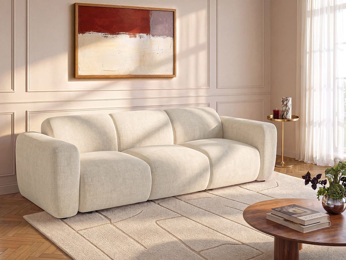 Vente-unique Modulierbares Sofa für 4 Personen aus Stoff in Beige von Maison Céphy POGNI 24193070