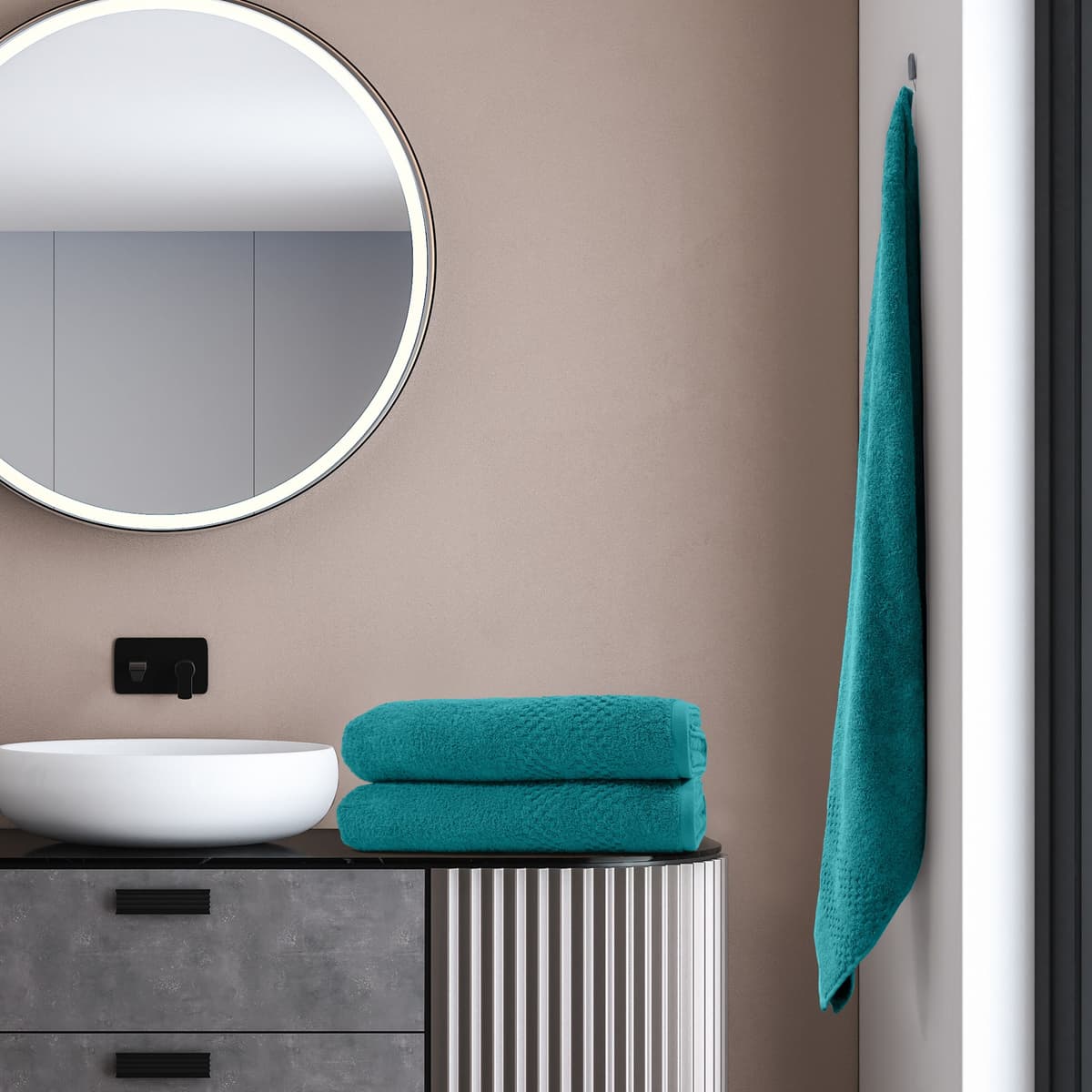 Saunatuch GOODPRODUCT "Regona, 80x200cm, flauschig und weich, 100% Baumwolle, 500 gr/m²", blau (petrol), B:80cm L:200cm, Frottier, Obermaterial: 100% Baumwolle, Handtücher, Saunatuch, Premium Handtücher mit Bordüre, Handtuch-Set, 5 Jahre Garantie petrol B