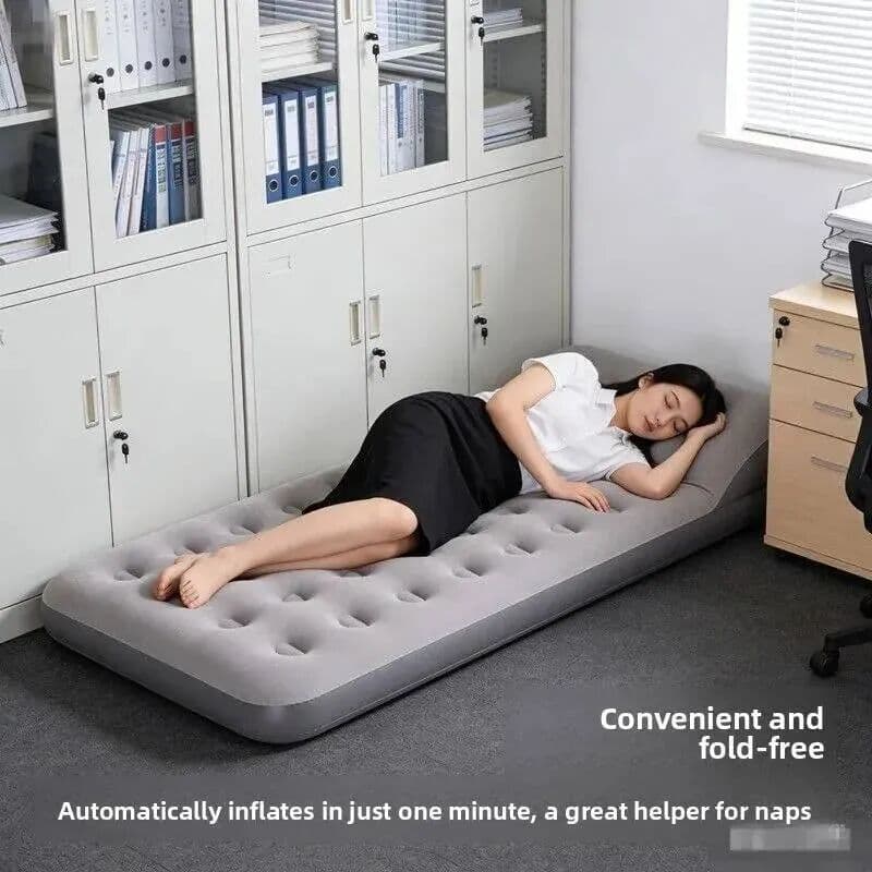 NONE 195cm Single Foldable Inflatable Mattress 1PC, Portable Outdoor Air Mattress for Camping Office Nap Bed Home Use