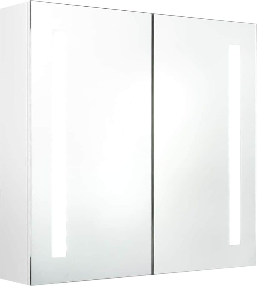 vidaXL Armoire de salle de bain à miroir LED Blanc brillant 62x14x60cm