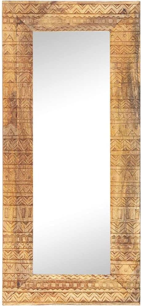 vidaXL Miroir sculpté à la main 110x50x2,5 cm bois de manguier solide
