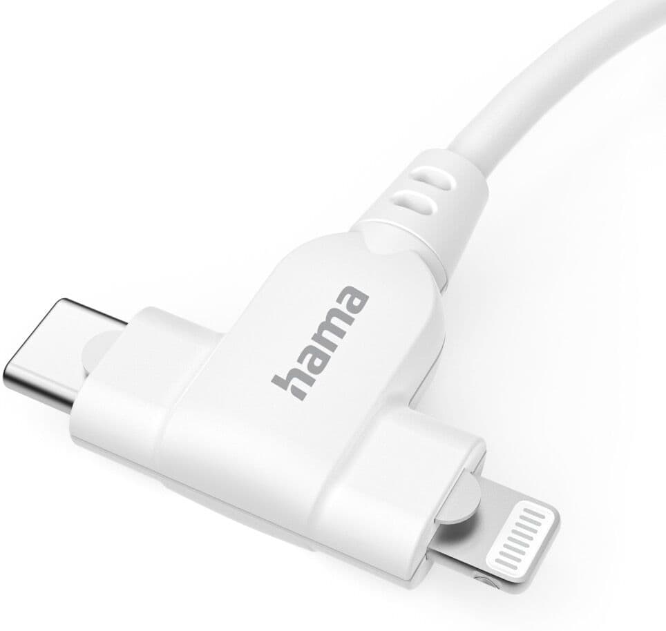 Hama USB-Kabel "2in1 USB-Kabel, USB-C auf USB-C/Lightning, 1,5m, weiß", weiß, 150cmcm, Kabel, Datenübertragung, Schnellladefunktion, USB-Kabel