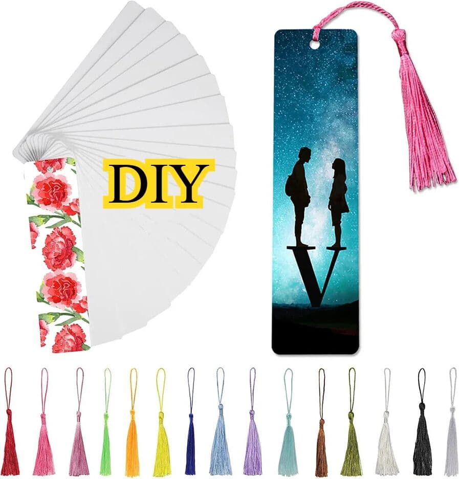 NONE 30-Pack Colorful Tassel Sublimation Metal Bookmarks – DIY Blank Bookmarks