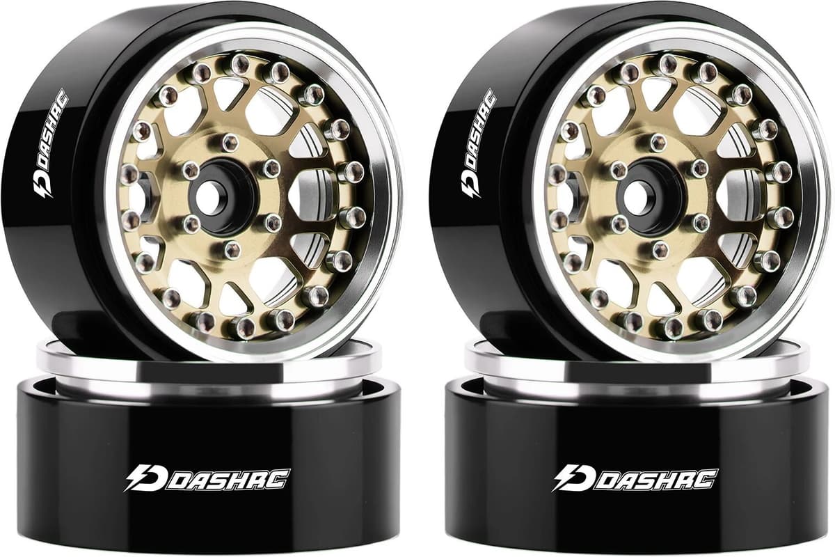 DashRC 1.3″ Beadlock Wheels, Aluminum Adjustable Negative Offset Rims for 1/18 1/24 RC Micro Crawlers Ascent18 TRX4M SCX24 FCX24, 4PCS