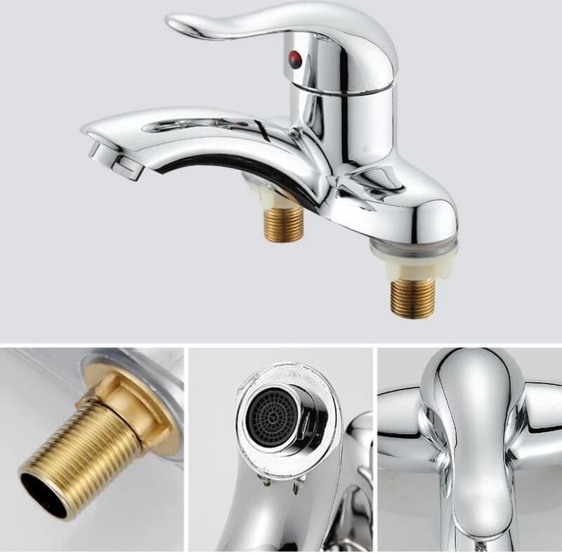 NONE Bathroom Faucet Double-Hole Basin Hot And Cold Water Faucet For Toilet Kitchen Bathroom Plastic Steel Sink Mixer Tap
