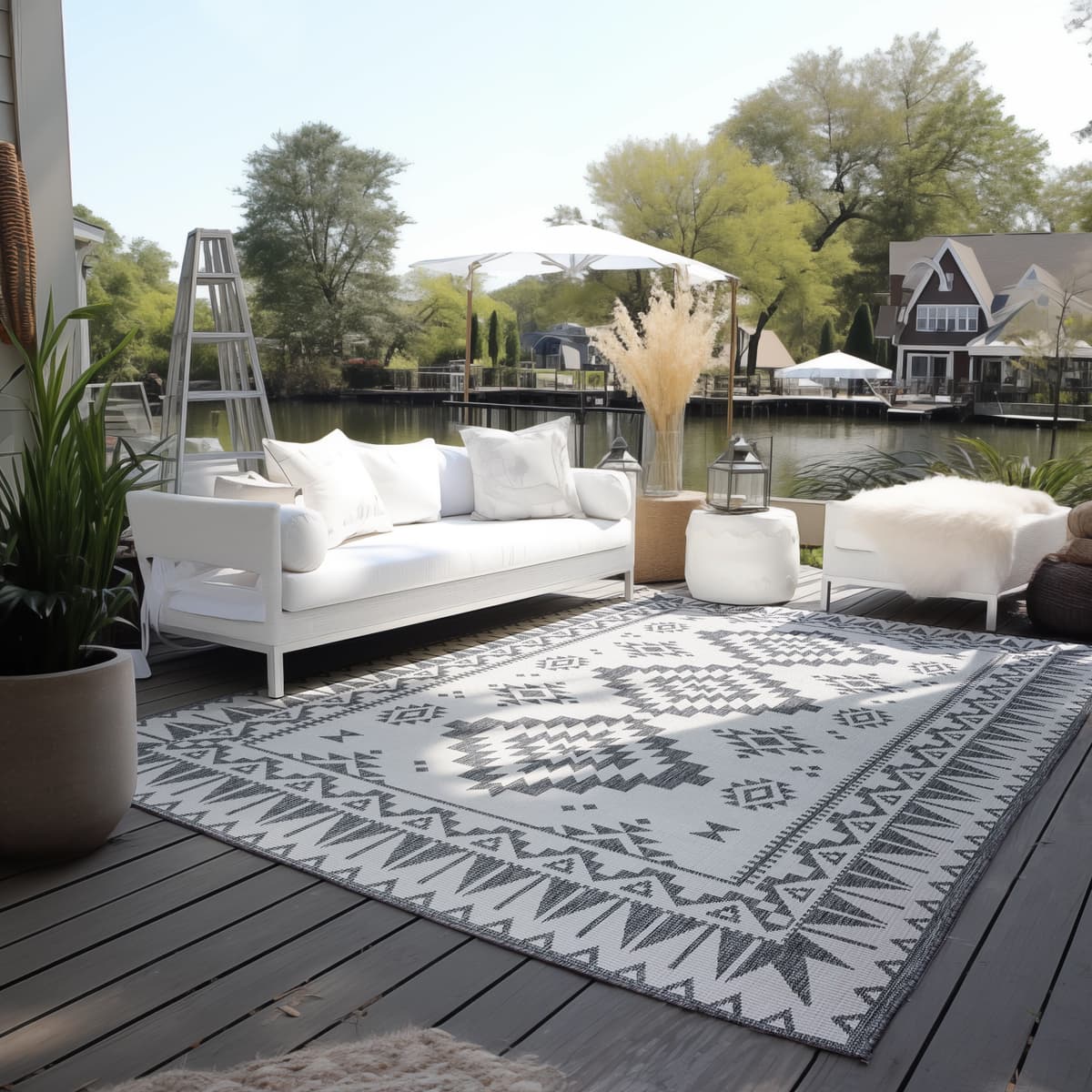 Teppich ELLE DECORATION "Dynamic, Wendeteppich", silber, B:200cm H:5mm L:290cm, Polypropylen, Teppiche, Teppich, Flachgewebe, In-& Outdoor, Modern, wendbar, Balkon, Wohnzimmer, Aussen silber B : 200cm 1 Stk., 5mm, L: 290cm