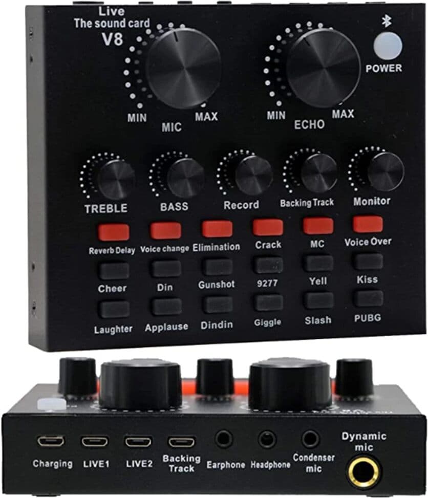 NONE V8 Soundcard Broadcast Equipment Suit Audio Mixer USB External Headset Microphone Webcast for Phone Computer PC Webcast Live