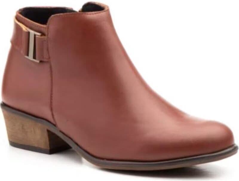 Botines Jam Modelo 6300 De Piel Con Tacón Bajo Y Detalle Metálico Marrón 36 Mujer