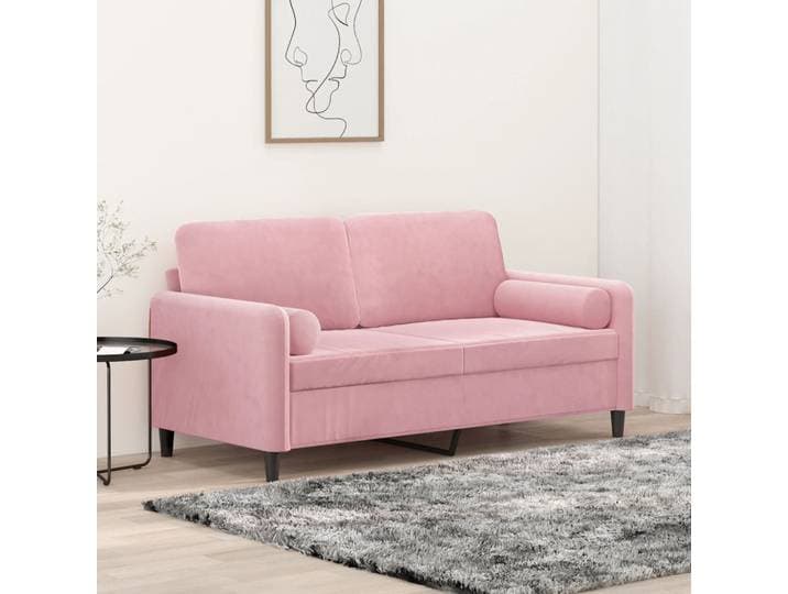 vidaXL 2-Sitzer-Sofa mit Zierkissen Rosa 140 cm Samt