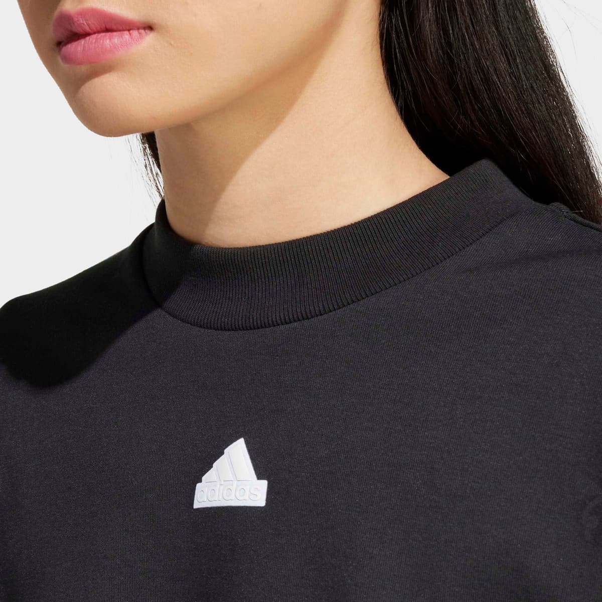 Sweatshirt ADIDAS SPORTSWEAR "W FI 3S SWT", Damen, Gr. XXL, schwarz, Obermaterial: 64% Baumwolle, 36% Polyester, Rundhals, angesetztes Bündchen, Sweatshirts Sweatshirt