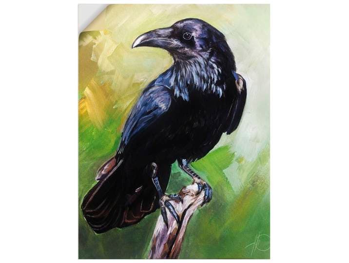 Wandbild ARTLAND Der Rabe in Grün , schwarz (farbe bild(er): grün), B:30cm H:40cm, Bilder, Wandbild, als Alubild, Leinwandbild, Poster, Wandaufkleber in verschied. Grössen