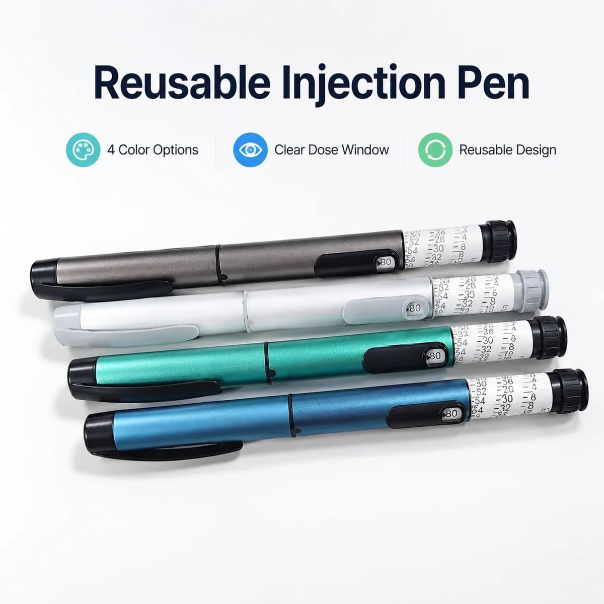 NONE Reusable Insulin Pen Adjustable V1 V2 80 Unit Peptide Pen Injector Compatible with 3ml Cartridges for Personal Research Home Use