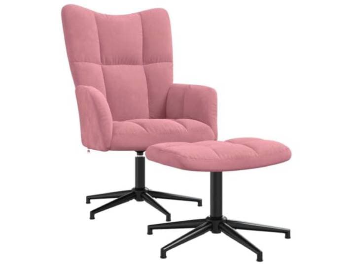 KTHLBRH Relaxsessel mit Fußstütze rosa Samt drehbar 360 Weicher Samt, gepolsterter Schaumstoff, Stahlrahmen, 360 Grad drehbar, inklusive Fußstütze, unterstützt 110 kg