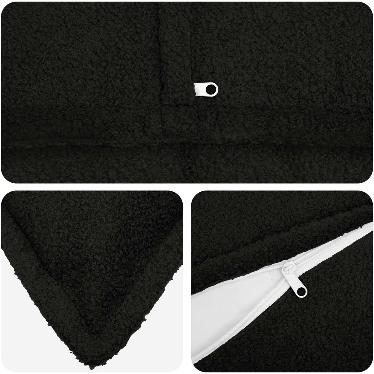 vidaXL Housse de coussin 2 pc HOUTEN Noir 40 x 70 cm Bouclé