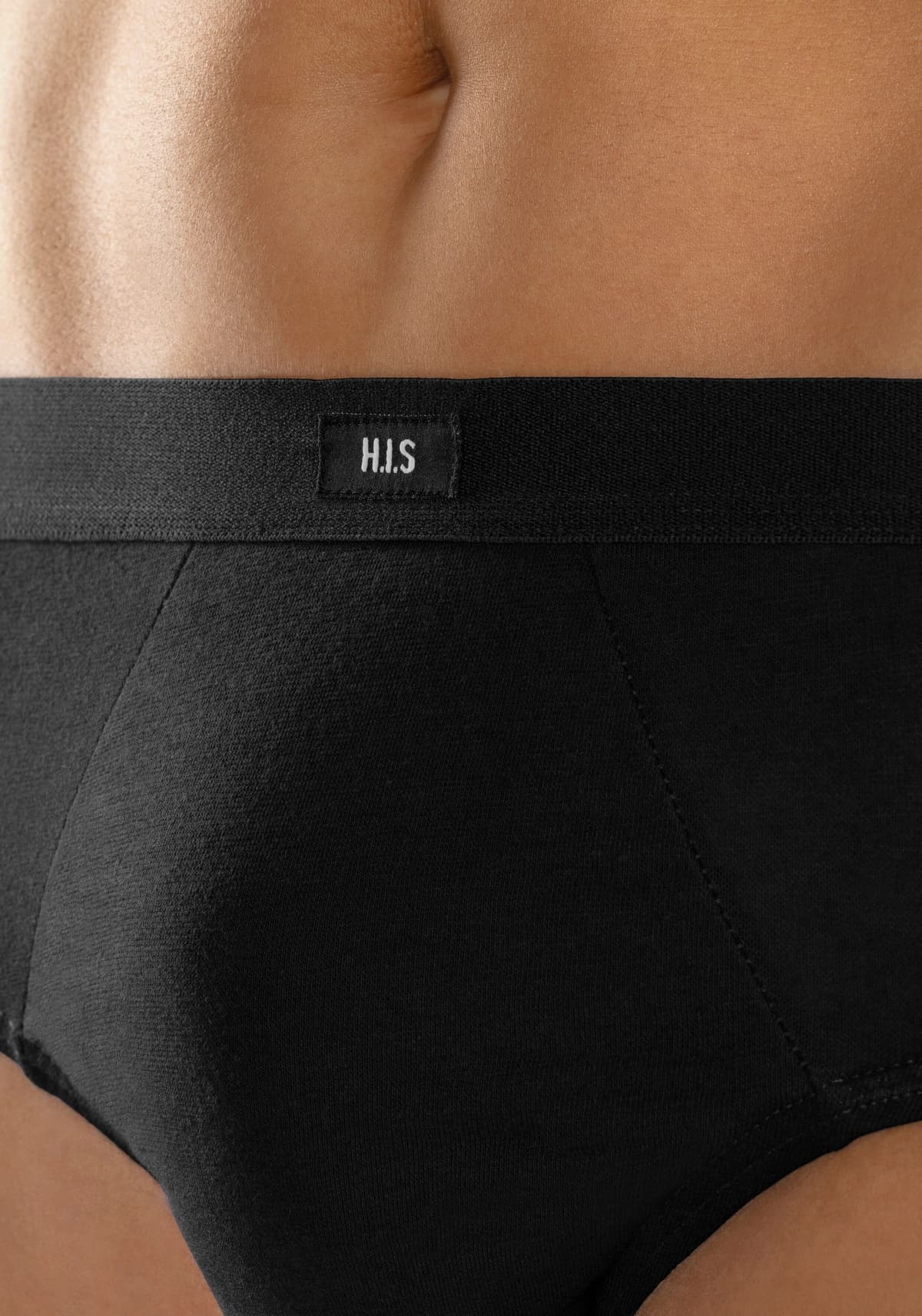 Slip H.I.S, Herren, Gr. XL, 3 Stk., Jersey, schwarz, Jersey, Obermaterial: 95% Baumwolle, 5% Elasthan, unifarben, körpernah, Unterhosen Slip, ohne Seitennaht schwarz XL, 3 Stk., Jersey