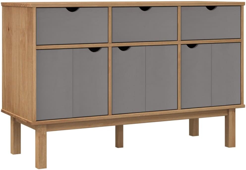 vidaXL Buffet OTTA Marron et gris 114x43x73,5 cm Bois massif pin