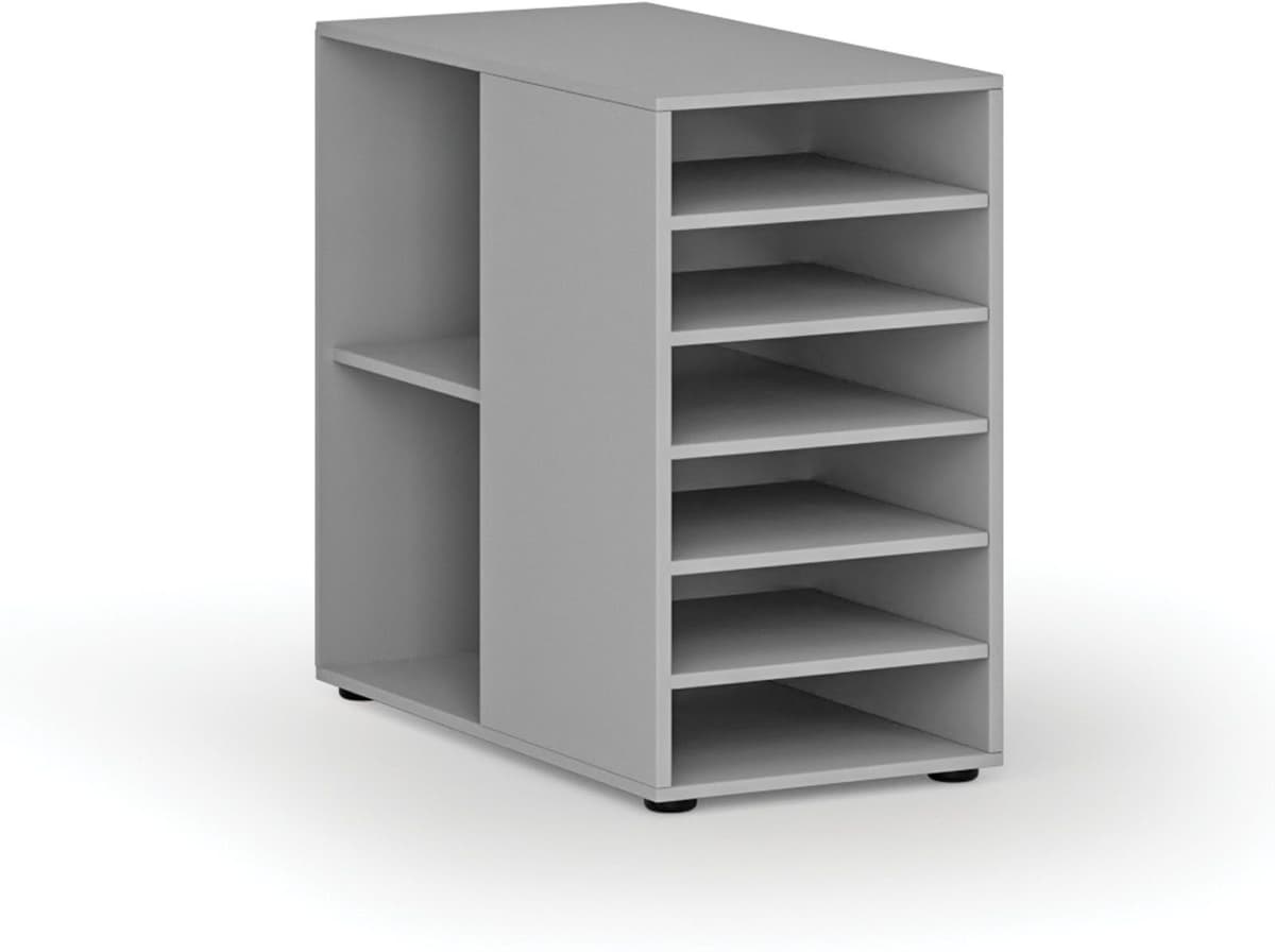 B2B Partner Beistell-Regalschrank für PRIMO Schreibtisch Grau, links, grau