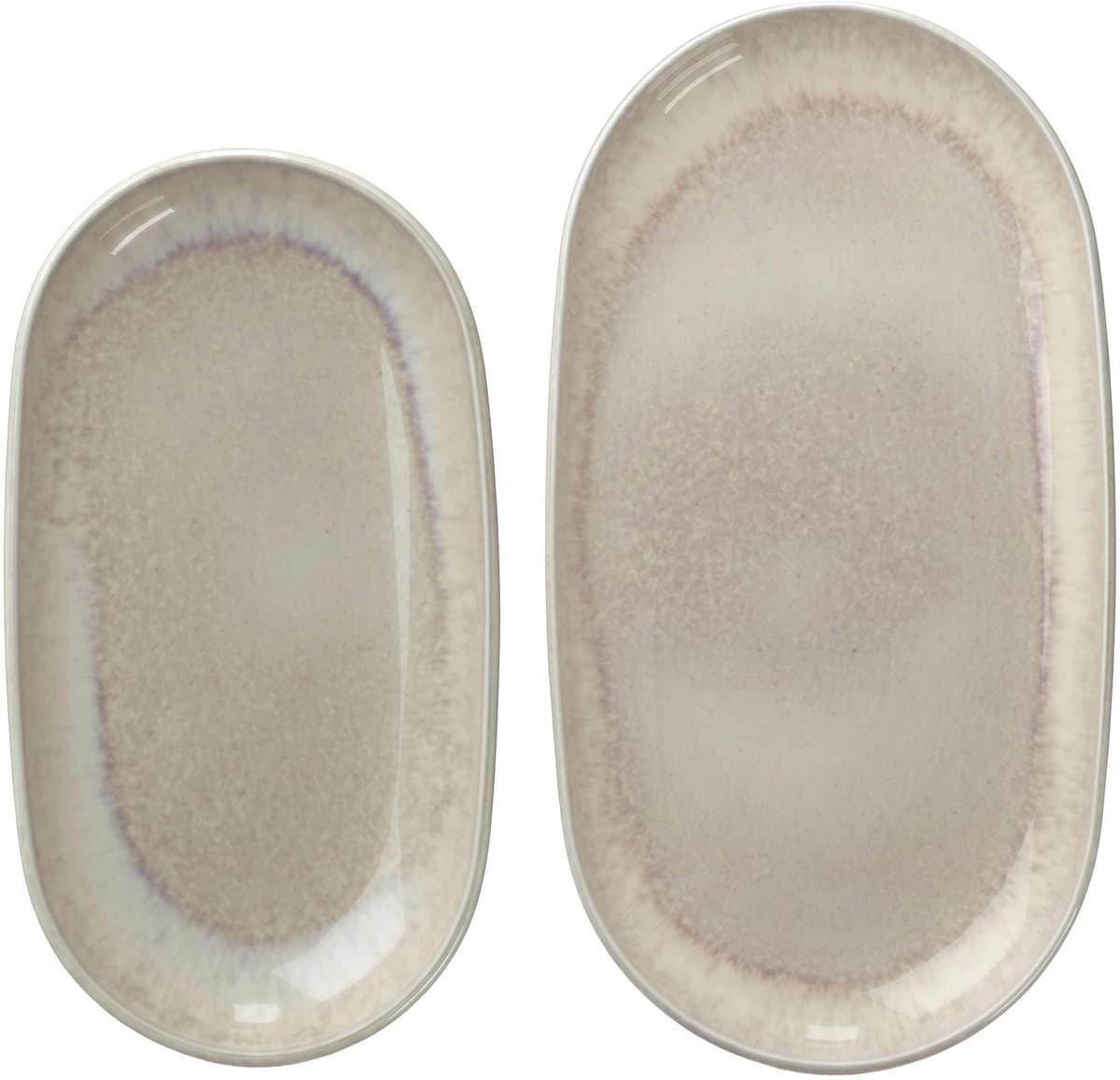 Servierplatte "Servierplatten-Set Perlemor Sand 2er Set beige", beige, B:2cm H:2cm L:2cm T:2cm, Porzellan, LIKE. BY VILLEROY & BOCH, Servierplatten, Servierplatte, Spülmaschinengeeignet, Mikrowellengeeignet