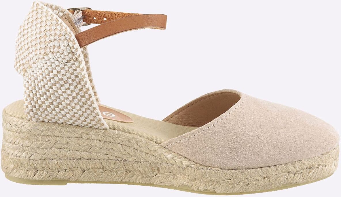 Keilsandalette HEINE, Damen, Gr. 39, beige, Leder, Rindsleder, Schuhe Keilsandalette beige 39